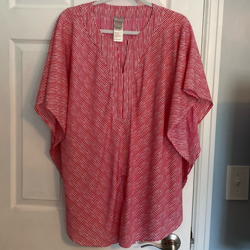 Chico’s Red and White striped blouse